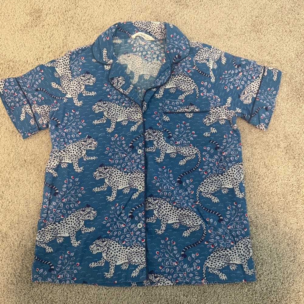 Printfresh Blue Pajama Set with White Animal Print - Picture 2 of 6